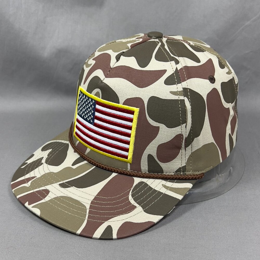 Burlebo Duck Camouflage Snapback Hat Cap American Flag Hunting Outdoor USA Mens